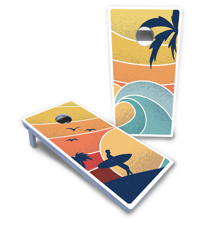 Retro Beach Cornhole Boards - All Weather Series