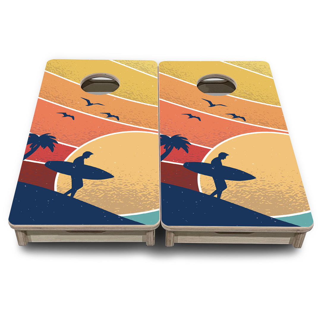 Retro Beach - Mini or Vacation Size Cornhole Boards