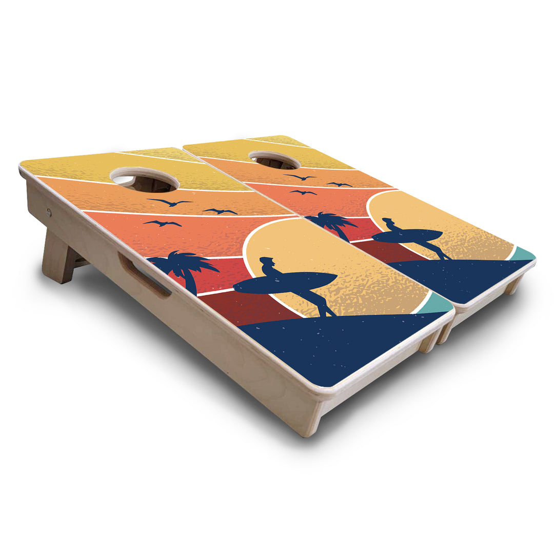 Retro Beach - Mini or Vacation Size Cornhole Boards