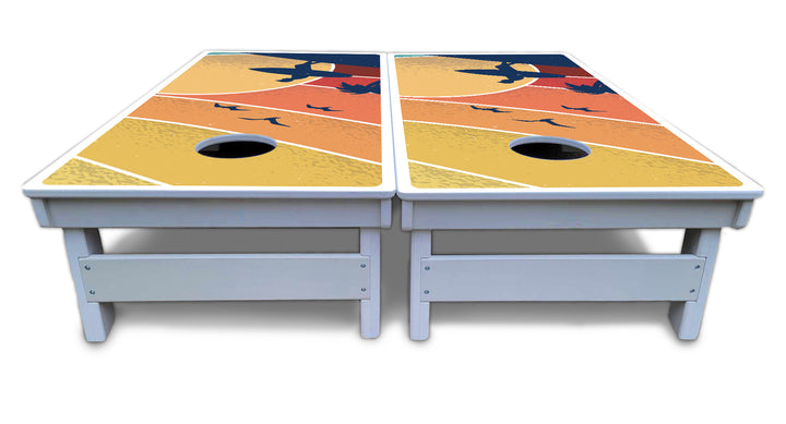 Retro Beach Cornhole Boards - All Weather Series