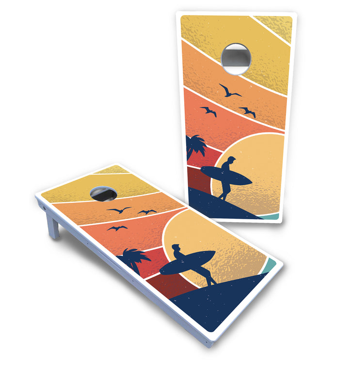 Retro Beach Cornhole Boards - All Weather Series