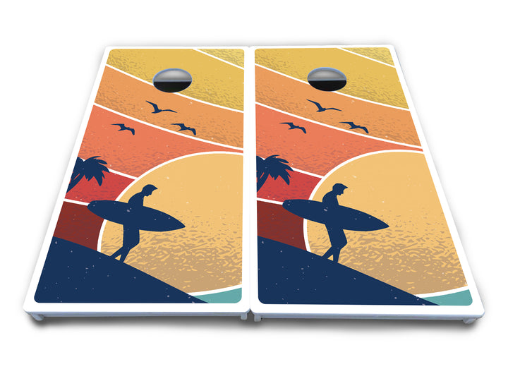 Retro Beach Cornhole Boards - All Weather Series