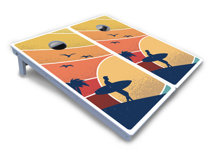 Retro Beach Cornhole Boards - All Weather Series