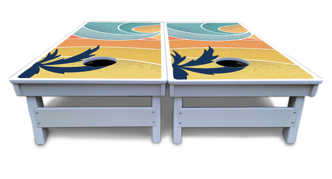 Retro Beach Cornhole Boards - All Weather Series