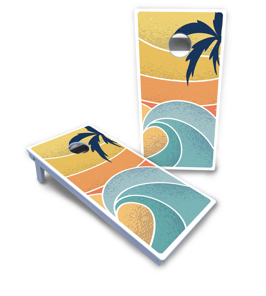 Retro Beach Cornhole Boards - All Weather Series