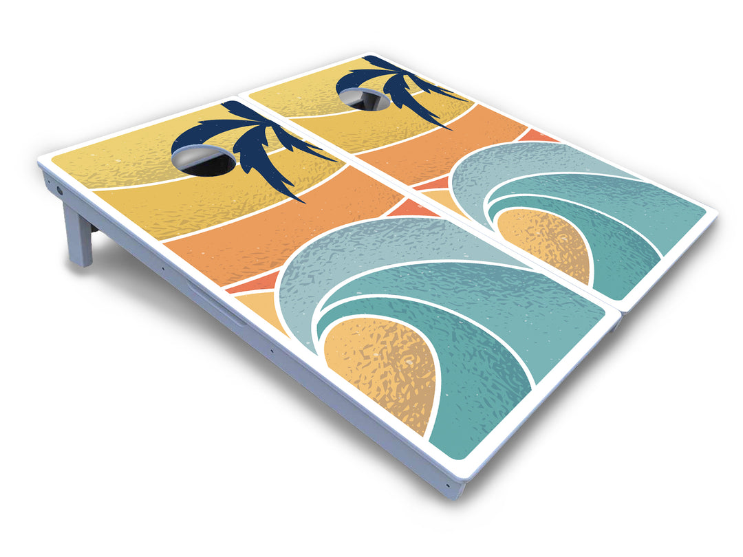 Retro Beach Cornhole Boards - All Weather Series