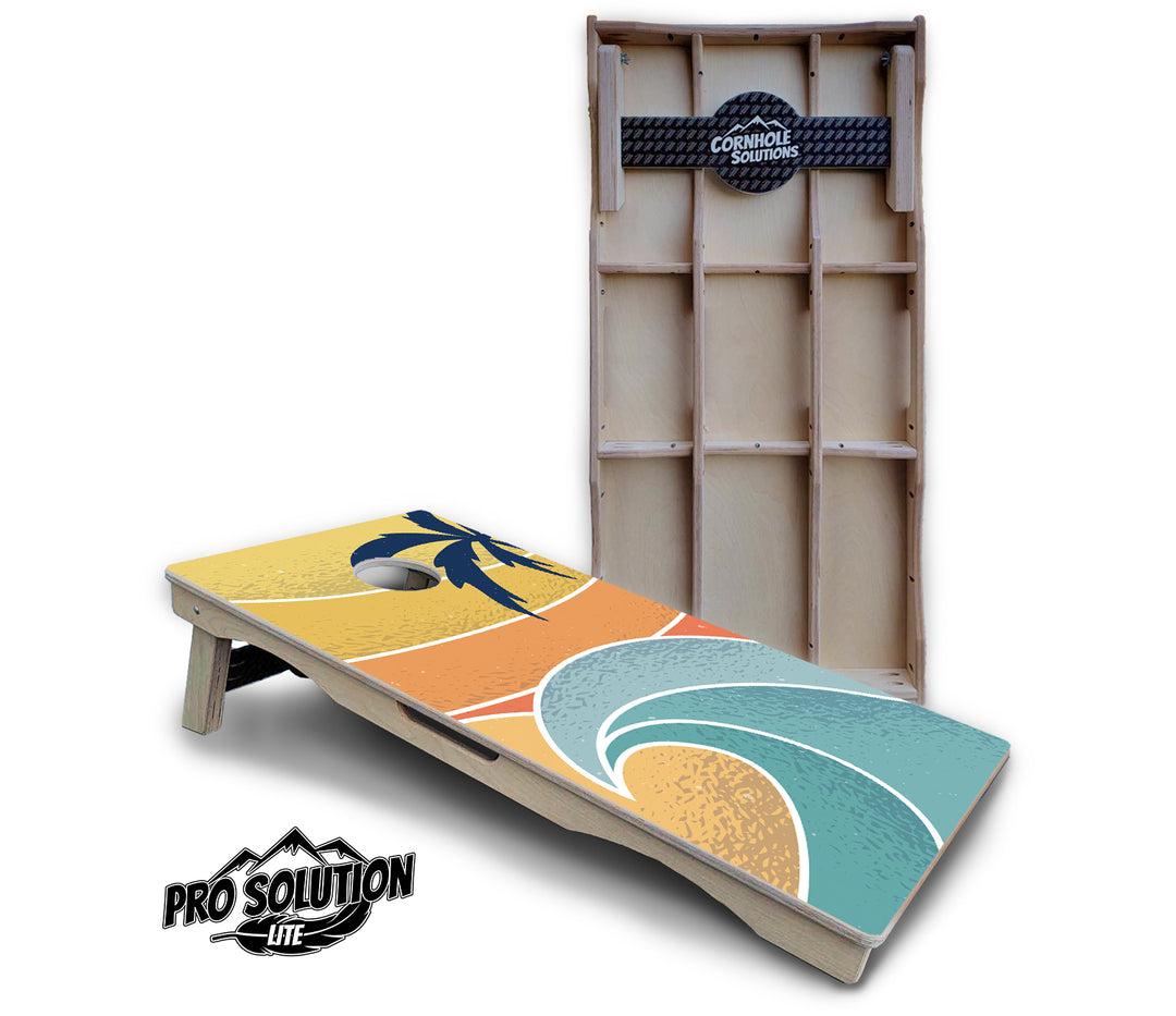 Retro Beach Cornhole Boards - Pro Solution Lite Series