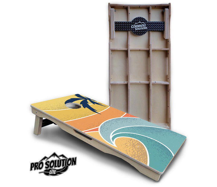 Retro Beach Cornhole Boards - Pro Solution Lite Series