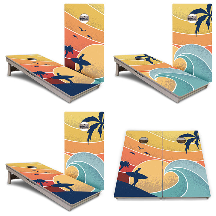 Tournament Boards - Retro Beach Design Options - Professional Tournament 2'x4' Regulation Cornhole Set - 3/4″ Baltic Birch - UV Direct Print + UV Clear Coat