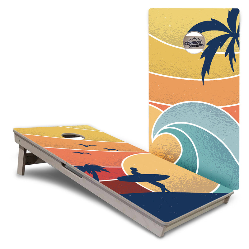 Tournament Boards - Retro Beach Design Options - Professional Tournament 2'x4' Regulation Cornhole Set - 3/4″ Baltic Birch - UV Direct Print + UV Clear Coat