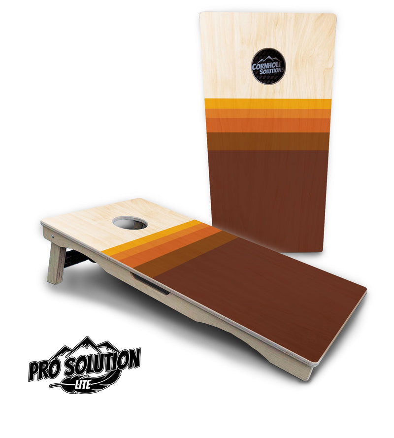 Pro Solution Elite - Retro Wood Gradient - Professional Tournament Cornhole Boards 3/4" Baltic Birch - Zero Bounce Zero Movement Vertical Interlocking Braces for Extra Weight & Stability +Double Thick Legs +Airmail Blocker