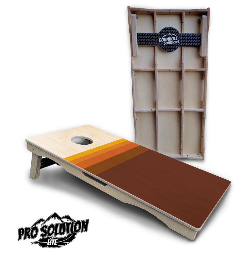 Pro Solution Elite - Retro Wood Gradient - Professional Tournament Cornhole Boards 3/4" Baltic Birch - Zero Bounce Zero Movement Vertical Interlocking Braces for Extra Weight & Stability +Double Thick Legs +Airmail Blocker