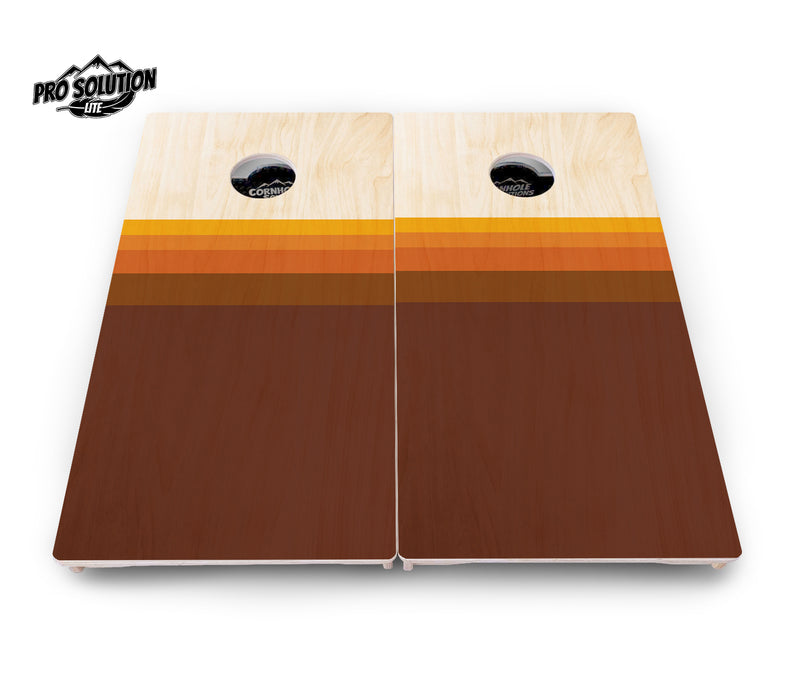 Pro Solution Lite - Retro Wood Gradient - Professional Tournament Cornhole Boards 3/4" Baltic Birch - Zero Bounce Zero Movement Vertical Interlocking Braces for Extra Weight & Stability +Double Thick Legs +Airmail Blocker