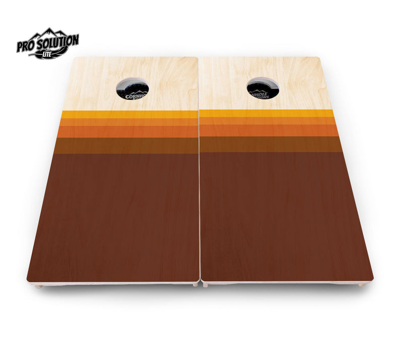 Pro Solution Elite - Retro Wood Gradient - Professional Tournament Cornhole Boards 3/4" Baltic Birch - Zero Bounce Zero Movement Vertical Interlocking Braces for Extra Weight & Stability +Double Thick Legs +Airmail Blocker