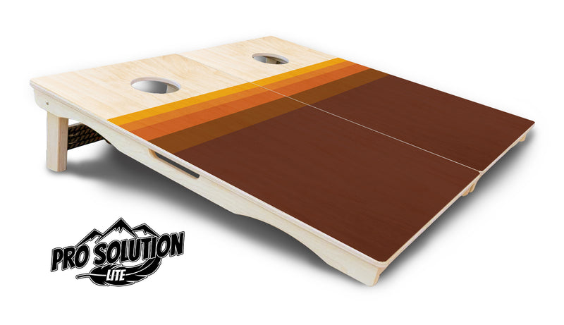 Pro Solution Lite - Retro Wood Gradient - Professional Tournament Cornhole Boards 3/4" Baltic Birch - Zero Bounce Zero Movement Vertical Interlocking Braces for Extra Weight & Stability +Double Thick Legs +Airmail Blocker