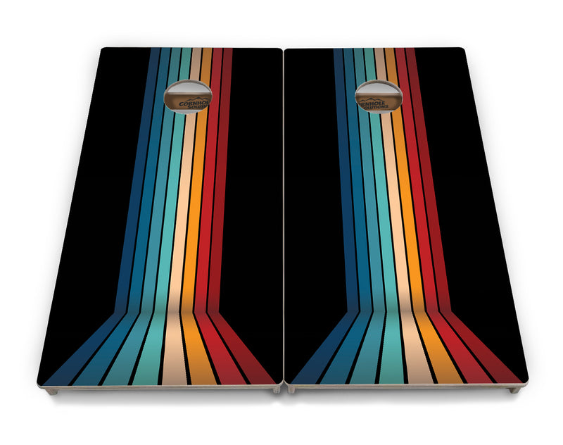 Tournament Boards - Retro Stripe Design - Professional Tournament 2'x4' Regulation Cornhole Set - 3/4″ Baltic Birch - UV Direct Print + UV Clear Coat