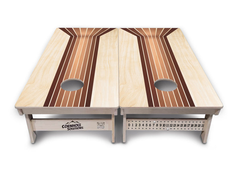 Tournament Boards - Retro Wood Lines Design - Professional Tournament 2'x4' Regulation Cornhole Set - 3/4″ Baltic Birch - UV Direct Print + UV Clear Coat