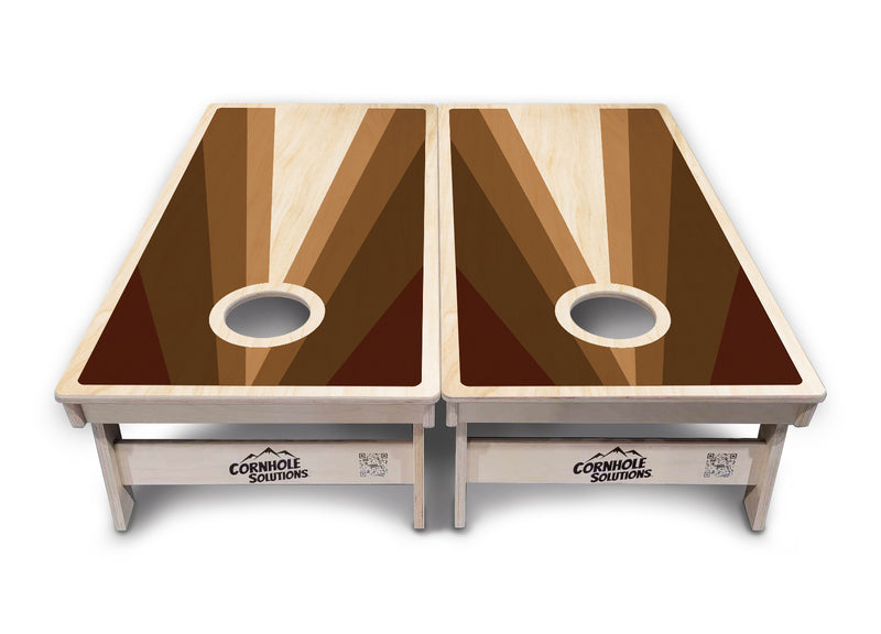 Tournament Boards - Retro Wood Triangle - Professional Tournament 2'x4' Regulation Cornhole Set - 3/4″ Baltic Birch + UV Direct Print + UV Clear Coat