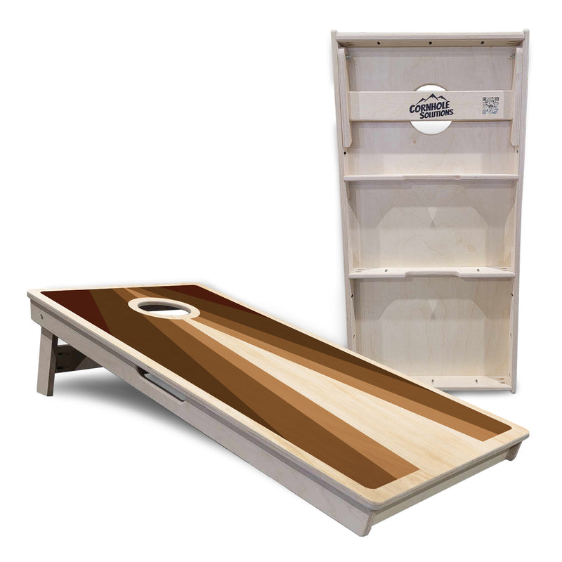 Tournament Boards - Retro Wood Triangle Design - Professional Tournament 2'x4' Regulation Cornhole Set - 3/4″ Baltic Birch - UV Direct Print + UV Clear Coat