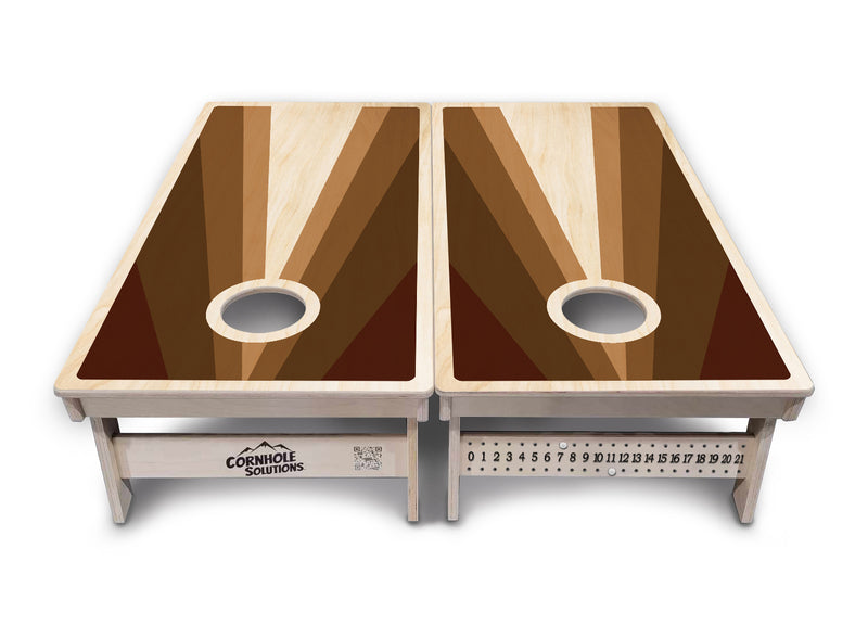 Tournament Boards - Retro Wood Triangle - Professional Tournament 2'x4' Regulation Cornhole Set - 3/4″ Baltic Birch + UV Direct Print + UV Clear Coat