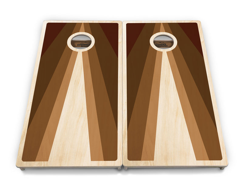 Tournament Boards - Retro Wood Triangle Design - Professional Tournament 2'x4' Regulation Cornhole Set - 3/4″ Baltic Birch - UV Direct Print + UV Clear Coat