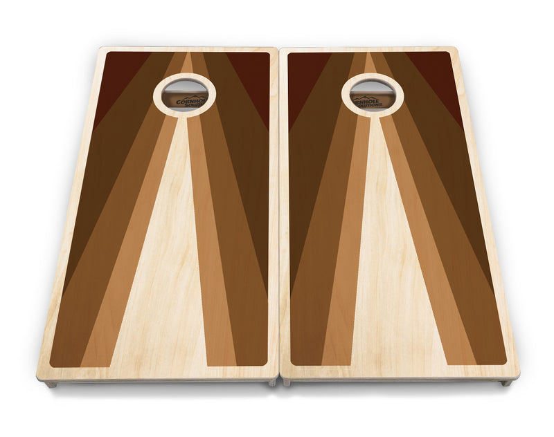 Tournament Boards - Retro Wood Triangle - Professional Tournament 2'x4' Regulation Cornhole Set - 3/4″ Baltic Birch + UV Direct Print + UV Clear Coat