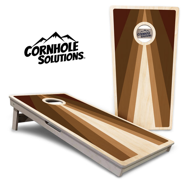 Tournament Boards - Retro Wood Triangle - Professional Tournament 2'x4' Regulation Cornhole Set - 3/4″ Baltic Birch + UV Direct Print + UV Clear Coat