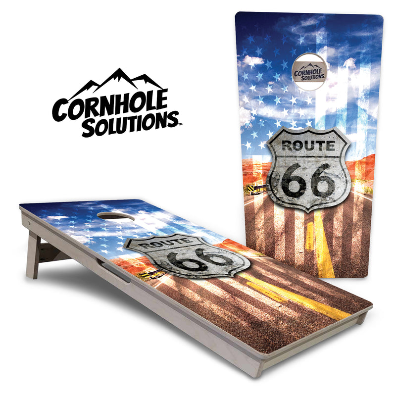 Route 66 Design - Regulation 2' by 4' Tournament Cornhole Set - 18mm(3/4″) Baltic Birch