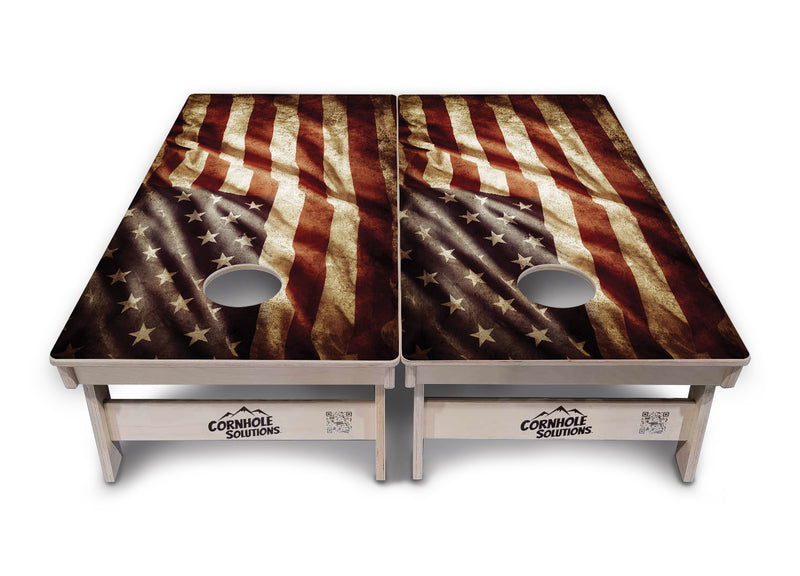 Tournament Boards - Rustic Wavy Flag - Professional Tournament 2'x4' Regulation Cornhole Set - 3/4″ Baltic Birch + UV Direct Print + UV Clear Coat