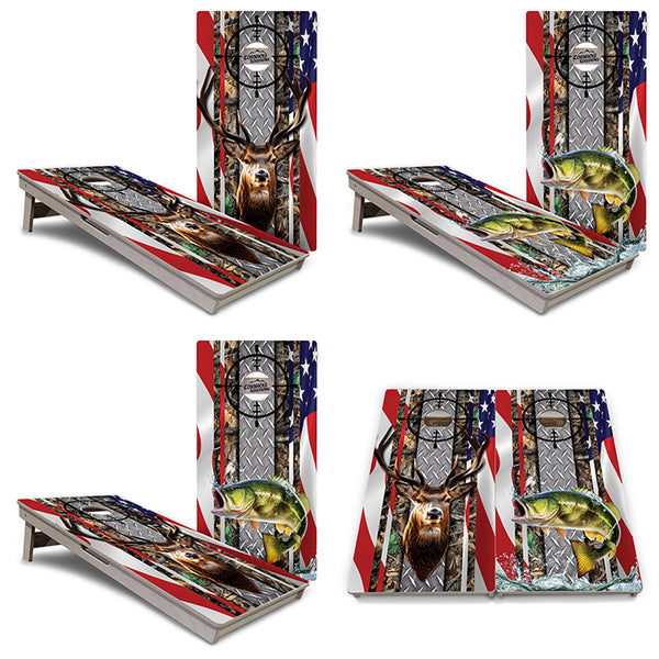 Tournament Boards - Scope Deer & Fish Design Options - Professional Tournament 2'x4' Regulation Cornhole Set - 3/4″ Baltic Birch + UV Direct Print + UV Clear Coat