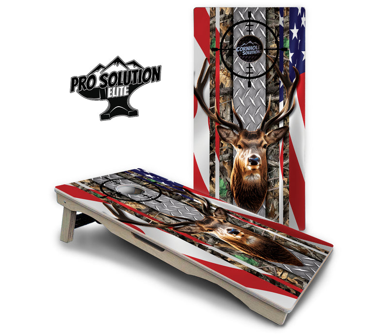 Pro Solution Elite - Scope Deer & Fish Design Options - Professional Tournament Cornhole Boards 3/4" Baltic Birch - Zero Bounce Zero Movement Vertical Interlocking Braces for Extra Weight & Stability +Double Thick Legs +Airmail Blocker