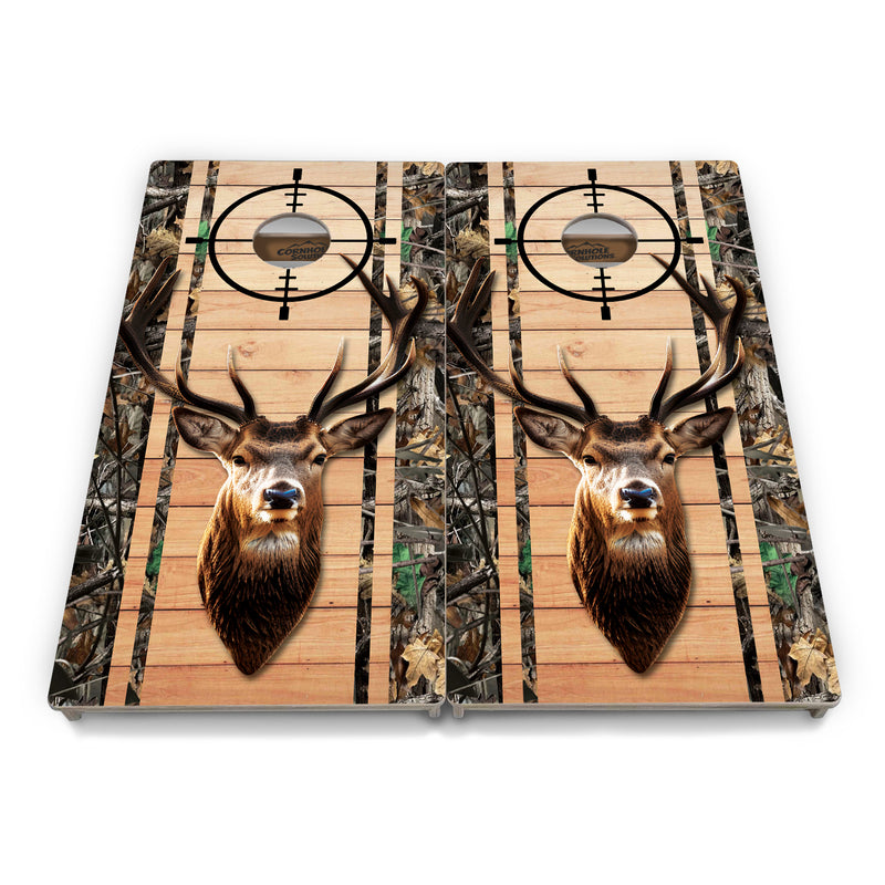 Tournament Boards - Scope Deer & Fish Plank Design Options - Professional Tournament 2'x4' Regulation Cornhole Set - 3/4″ Baltic Birch + UV Direct Print + UV Clear Coat