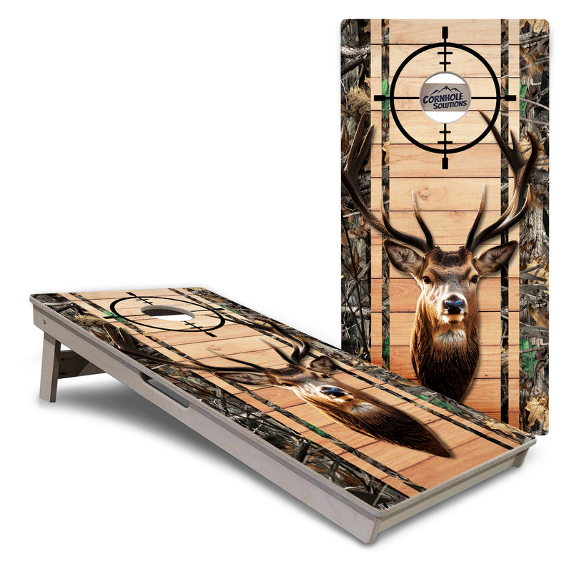 Tournament Boards - Scope Deer & Fish Plank Design Options - Professional Tournament 2'x4' Regulation Cornhole Set - 3/4″ Baltic Birch + UV Direct Print + UV Clear Coat