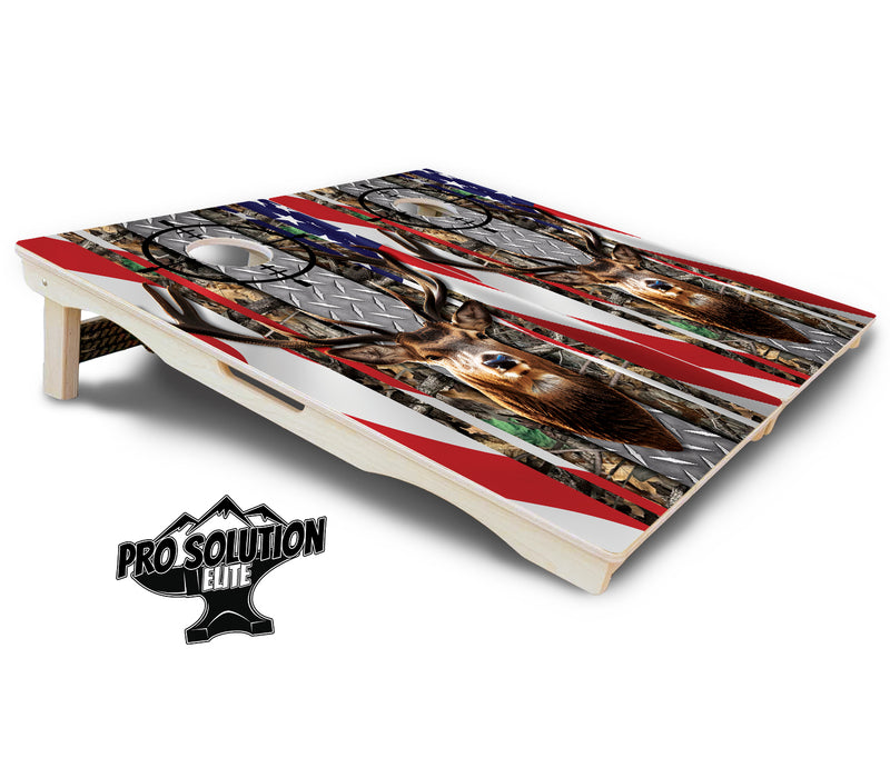 Pro Solution Elite - Scope Deer & Fish Design Options - Professional Tournament Cornhole Boards 3/4" Baltic Birch - Zero Bounce Zero Movement Vertical Interlocking Braces for Extra Weight & Stability +Double Thick Legs +Airmail Blocker