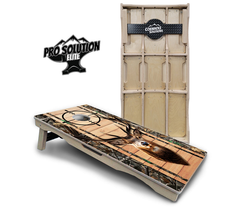 Pro Solution Elite - Scope Deer & Fish Plank Design Options - Professional Tournament Cornhole Boards 3/4" Baltic Birch - Zero Bounce Zero Movement Vertical Interlocking Braces for Extra Weight & Stability +Double Thick Legs +Airmail Blocker