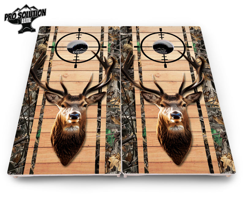 Pro Solution Elite - Scope Deer & Fish Plank Design Options - Professional Tournament Cornhole Boards 3/4" Baltic Birch - Zero Bounce Zero Movement Vertical Interlocking Braces for Extra Weight & Stability +Double Thick Legs +Airmail Blocker