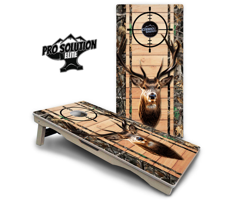 Pro Solution Elite - Scope Deer & Fish Plank Design Options - Professional Tournament Cornhole Boards 3/4" Baltic Birch - Zero Bounce Zero Movement Vertical Interlocking Braces for Extra Weight & Stability +Double Thick Legs +Airmail Blocker