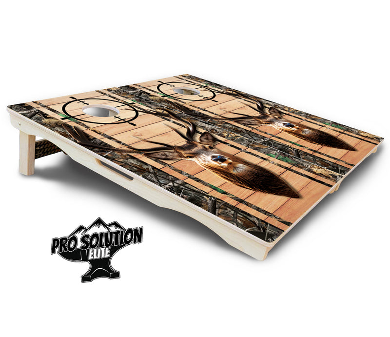 Pro Solution Elite - Scope Deer & Fish Plank Design Options - Professional Tournament Cornhole Boards 3/4" Baltic Birch - Zero Bounce Zero Movement Vertical Interlocking Braces for Extra Weight & Stability +Double Thick Legs +Airmail Blocker