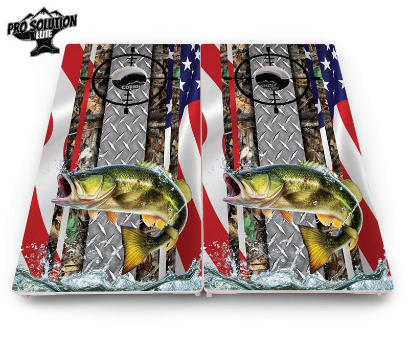 Pro Solution Elite - Scope Deer & Fish Design Options - Professional Tournament Cornhole Boards 3/4" Baltic Birch - Zero Bounce Zero Movement Vertical Interlocking Braces for Extra Weight & Stability +Double Thick Legs +Airmail Blocker