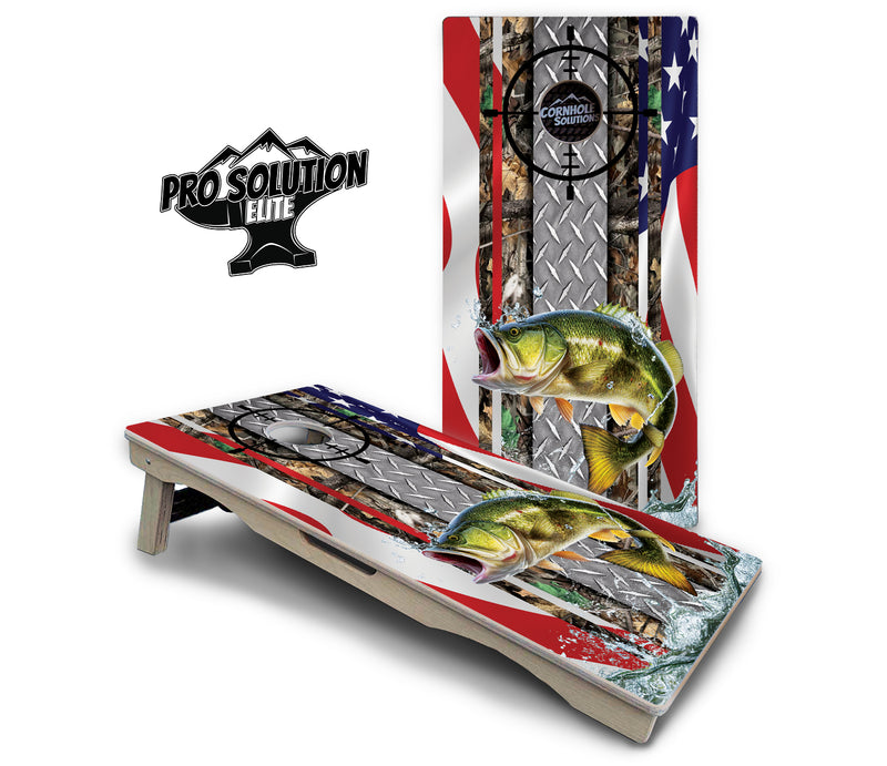 Pro Solution Elite - Scope Deer & Fish Design Options - Professional Tournament Cornhole Boards 3/4" Baltic Birch - Zero Bounce Zero Movement Vertical Interlocking Braces for Extra Weight & Stability +Double Thick Legs +Airmail Blocker