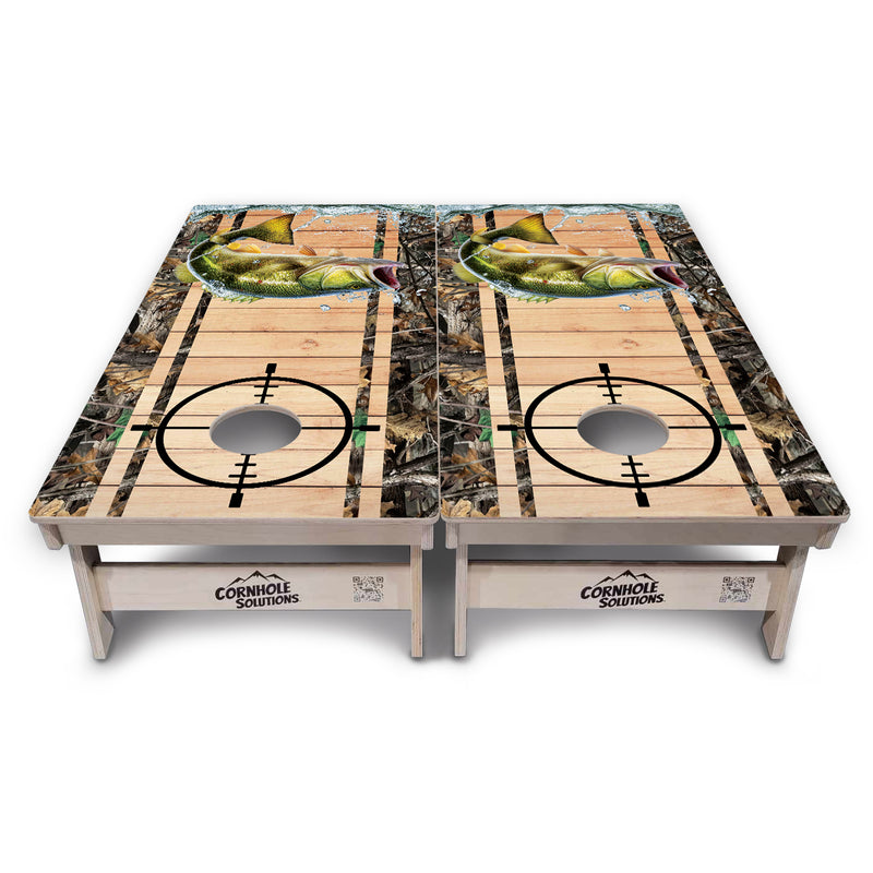 Tournament Boards - Scope Deer & Fish Plank Design Options - Professional Tournament 2'x4' Regulation Cornhole Set - 3/4″ Baltic Birch + UV Direct Print + UV Clear Coat