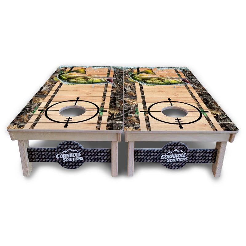 Tournament Boards - Scope Deer & Fish Plank Design Options - Professional Tournament 2'x4' Regulation Cornhole Set - 3/4″ Baltic Birch + UV Direct Print + UV Clear Coat