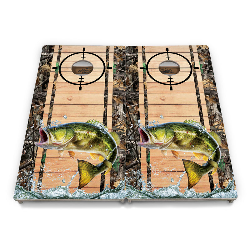 Tournament Boards - Scope Deer & Fish Plank Design Options - Professional Tournament 2'x4' Regulation Cornhole Set - 3/4″ Baltic Birch + UV Direct Print + UV Clear Coat