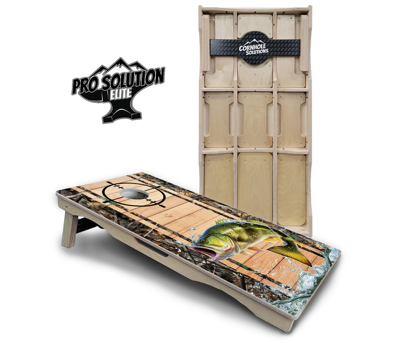 Pro Solution Elite - Scope Deer & Fish Plank Design Options - Professional Tournament Cornhole Boards 3/4" Baltic Birch - Zero Bounce Zero Movement Vertical Interlocking Braces for Extra Weight & Stability +Double Thick Legs +Airmail Blocker