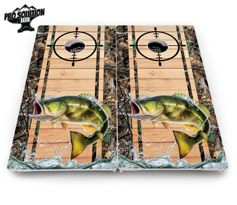 Pro Solution Elite - Scope Deer & Fish Plank Design Options - Professional Tournament Cornhole Boards 3/4" Baltic Birch - Zero Bounce Zero Movement Vertical Interlocking Braces for Extra Weight & Stability +Double Thick Legs +Airmail Blocker