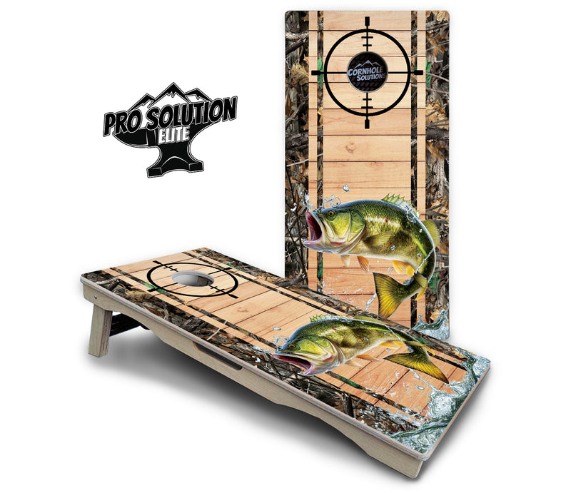 Pro Solution Elite - Scope Deer & Fish Plank Design Options - Professional Tournament Cornhole Boards 3/4" Baltic Birch - Zero Bounce Zero Movement Vertical Interlocking Braces for Extra Weight & Stability +Double Thick Legs +Airmail Blocker