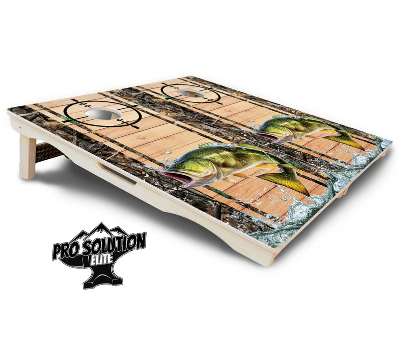 Pro Solution Elite - Scope Deer & Fish Plank Design Options - Professional Tournament Cornhole Boards 3/4" Baltic Birch - Zero Bounce Zero Movement Vertical Interlocking Braces for Extra Weight & Stability +Double Thick Legs +Airmail Blocker