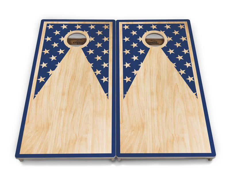 Tournament Boards - Stars & Stripes Keyhole (No Logo) Professional Tournament 2'x4' Regulation Cornhole Set - 3/4″ Baltic Birch - UV Direct Print + UV Clear Coat