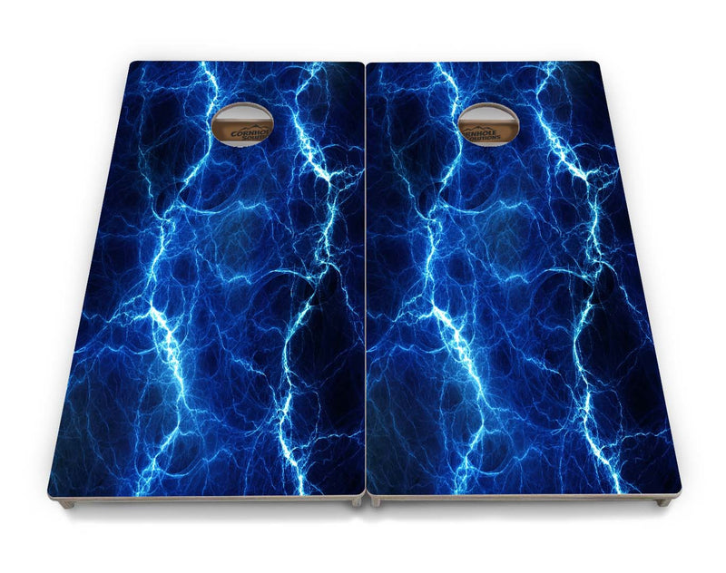 Tournament Boards - Blue Lightning - Professional Tournament 2'x4' Regulation Cornhole Set - 3/4″ Baltic Birch - UV Direct Print + UV Clear Coat