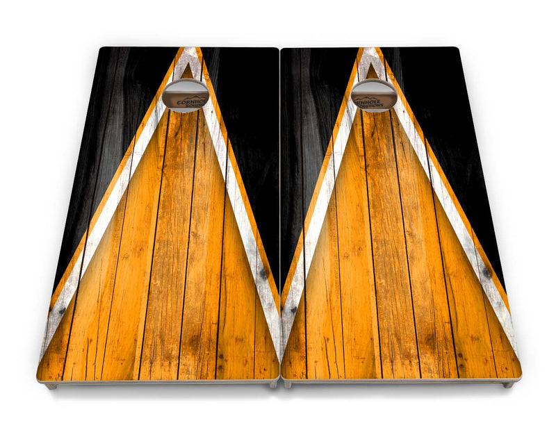 Tournament Boards - Orange & Black Triangle - Professional Tournament 2'x4' Regulation Cornhole Set - 3/4″ Baltic Birch + UV Direct Print + UV Clear Coat